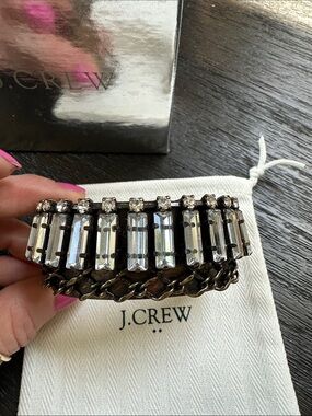 J. Crew antique brass & Crystal Fenton Fallon Cuff 100% auth J.CREW.